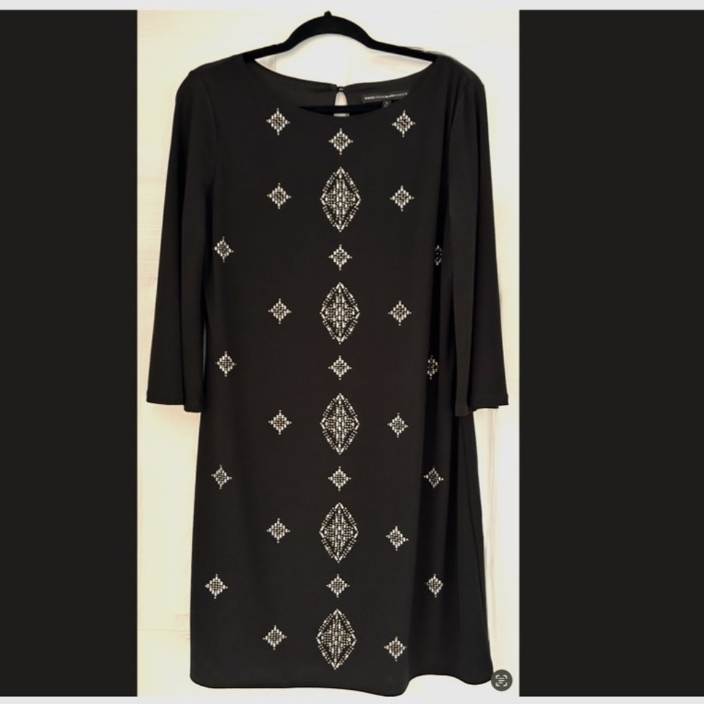 NWT WHBM Embellished LBD Large 3/4 Sleeve Holiday Party Shift Dress